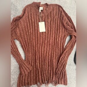 NEW Women's Ribbed Knit Sweater - Rust